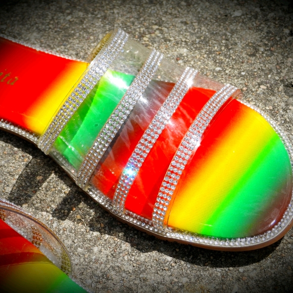 SARAH- Multi colored Rhinestone Strap Sandal - Picture 3 of 4